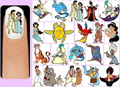 60x ALADDIN Nail Art Decals + Free Gems Disney Princesses Jasmine Princess Genie • $4.89