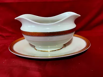 Mikasa Palatial Gold Gravy Boat & Oval Underplate • $69.95