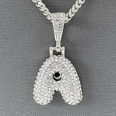 $9.99 • Buy Silver Tone Clear Rhinestones Bubble Initial Alphabet Letter A Pendant Necklace