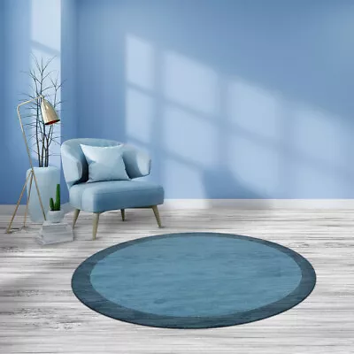 Hand Tufted Wool 8'x8' Round Area Rug Solid Blue BBH Homes BBK00201 • $237.55