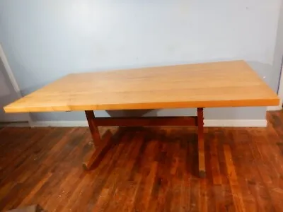 6' Butcher Block Rock Maple Slab Top Trestle Table Dining • $385