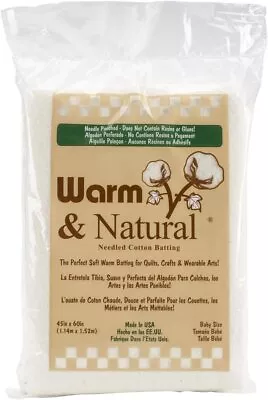 Warm Company Batting 2322 Warm & Natural Cotton Batting-Crib Size 45 X60  • $19.29