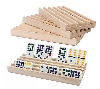 Wooden Domino Trays/Racks Set Of 4 Mexican Train Domino Trays/Racks Holders R... • $17.24