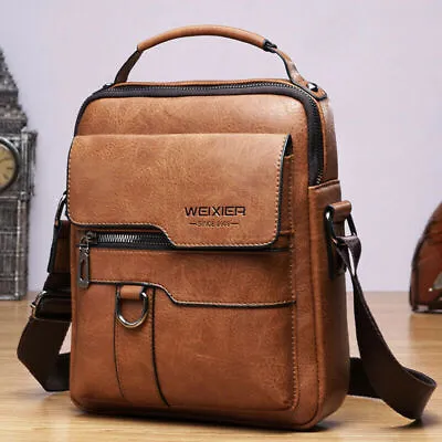 Mens Leather Shoulder Bag Handbag Business Crossbody Bag Briefcase Messenger Bag • $17.99