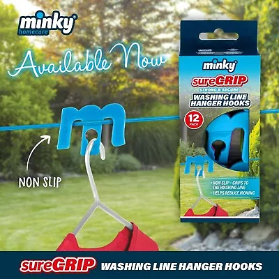 Minky SureGrip Handy Washing Line Hanger Hook 12pk Multi Colour • £6.25