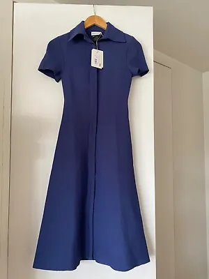 $450 • Buy NWT Scanlan Theodore Royal Blue Crepe Knit Midi Dress Zip Size Xs (6)
