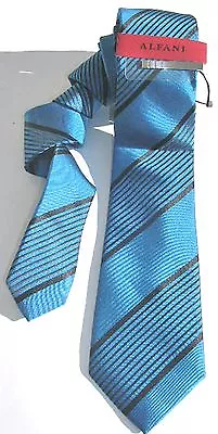 Alfani NEW Blue Black Slim Striped Men's Neck Tie $55 A2377 • $14.30