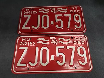 NOS 1977 Missouri License Plates ZJO-579 Ford Chevrolet Dodge AMC Pontiac Buick • $129.99