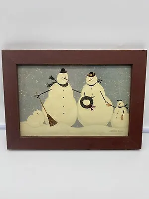 Warren Kimble American Folk Art Snowman Framed Print 14”x 10 1/4”Christmas • $20