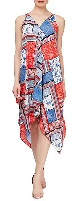 SL Fashions Women's Bandana Print Handkerchief Hem Dress Red Size Large • $32.37