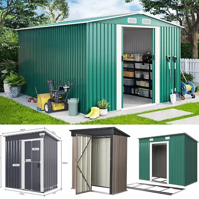 6 X 4 8 X 4 Large Outdoor Metal Garden Shed Garden Storage House WITH FREE BASE • £144.90