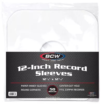 1 Case 500 BCW 12 Inch Record Paper Inner Sleeves Round Corners With Hole White • $114.88