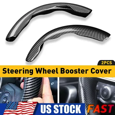 $13.89 • Buy Car Steering Wheel Black Carbon Fiber Universal Booster Cover NonSlip Accessory