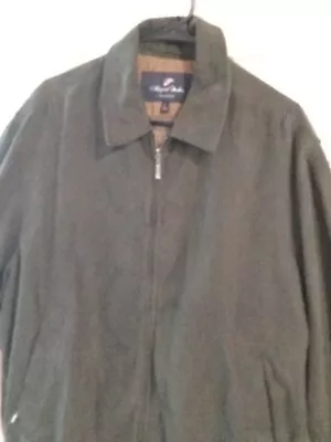 Men NEWPORT HARBOR Sz Large Lined Green Jacket Coat~lightweight Suede Feel • $16.99