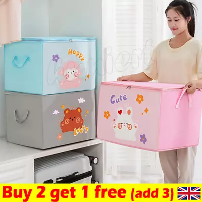 Toy Storage Box Children Animal Print Box Lid Room Organiser Foldable  -UK • £6.59