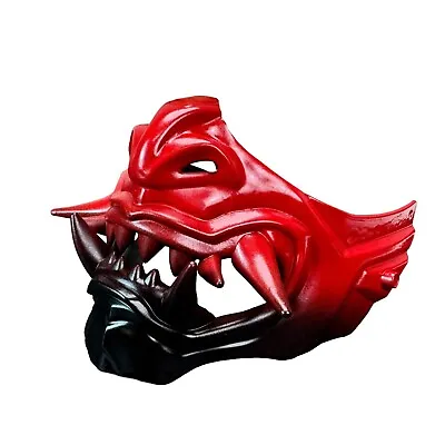 Japanese Monster Hannya Mask Demon Oni Samurai Half Face Sheild (Red & Black) • $19.99