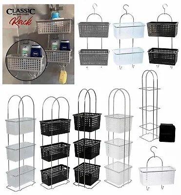 123 Tier Large Plastic Basket Shower Caddy Storage Tidy Organiser With Hook • £16.60