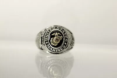 Sterling Silver Vintage USMC US Marines Ring W/Onyx Crest Craft 11.3 G (RIN8961) • $129