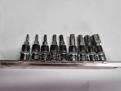 1/4  Torx Bit Socket T10 T15 T20 T27 T30 T40 T45 T50 T60 Sockets Rail • £2.15