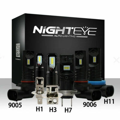 Nighteye H1 H3 H7 H11 9005 9006 LED Fog Light Bulbs Replace Kit DRL Lamp 6000K • $25.99