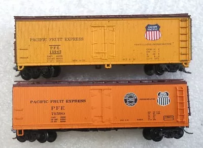 2 N Scale 2 Wood Side Pacific Fruit Express Reefers • $14.95