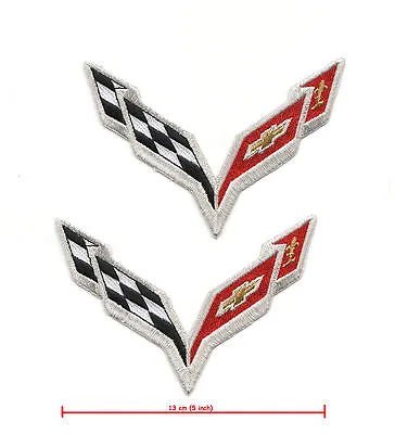 Chevy Vette Race Team Corvette Racing C-7 Iron-on Gold-threads Corvette 2-patch • $21.99