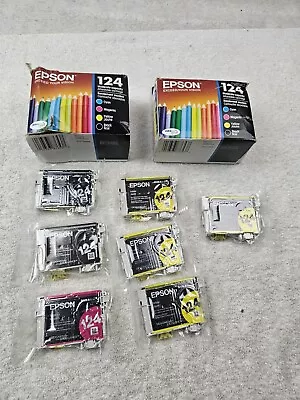 Epson 124 Ink Lot   2 Sealed Boxes And 7 Sealed Packages Black Yellow Magenta Cy • $60