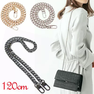£5.98 • Buy 120cm Flat Metal Chain Replacement For Shoulder Bag Handbag Strap Cross Body NEW