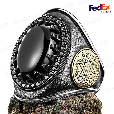 Seal Of Solomon 925 Sterling Silver Men's Ring Islamic Ring - FAST FREE SHIPPING • $79.90