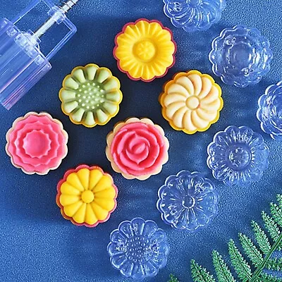 6Pcs Round Flower Leaf Moon Cake Mold Mooncake Mould Press DIY Cake Baking Tools • $15.99