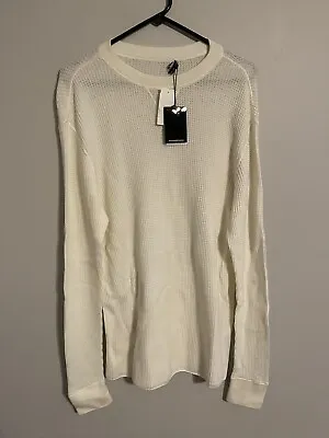 T By Alexander Wang Bone Ivory Long Sleeve Waffle Thermal Shirt - Men's Medium M • $54.99