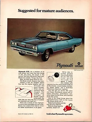 1969 Plymouth GTX Chrysler Vintage Magazine Print Ad • $6.99