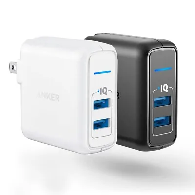USB Wall Charger Anker Dual Port 24W Power Adapter PowerIQ Charge Foldable Plug • $12.99
