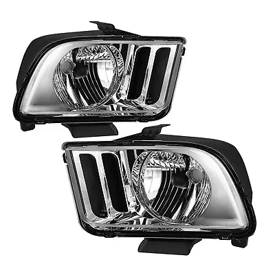 Fit 2005 2006 2007 2008 2009 Ford Mustang Chrome Headlights Headlamps LH+RH • $46.99