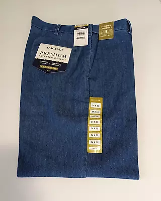 NWT Haggar Men's 34 X 30 Blue Jeans Classic Fit Stretch Denim Pants • $17.95