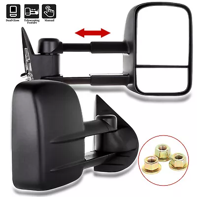 Pair Manual Fold Tow Mirrors For 07-13 Chevy Silverado GMC Sierra 1500 2500HD • $64.99