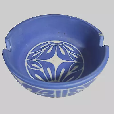 VINTAGE Ashtray ART By Pablo Zabal Chile Blue White Ceramic  Large 4 7/8  Signed • $45.90