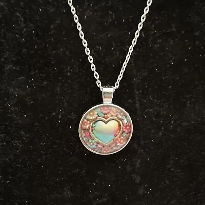 Love This Colorful Round Heart Pendant Necklace • $8