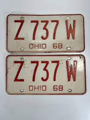 1968 Ohio License Plate Vintage Pair Set Car Truck Part Original Plates Z737W • $19.47