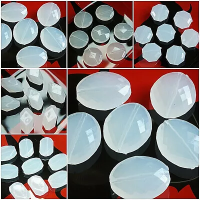 £3.49 • Buy Large~white~faceted~round~oval~octagon~rectangle~acrylic~beads~choose Shape