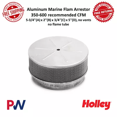 Holley Marine 5 3/4  Flame Arrestor Aluminum Steel Mesh 350-600 Recommended CFM • $133.05