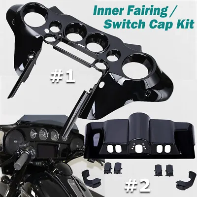 Vivid Black Inner Fairing / Switch Cap Kit For Harley Street Electra Glide 96-13 • $67.63