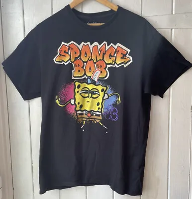 Spongebob SquarePants Nickelodeon Tshirt Mens Large Black Short Sleeve Graffiti • £13.99
