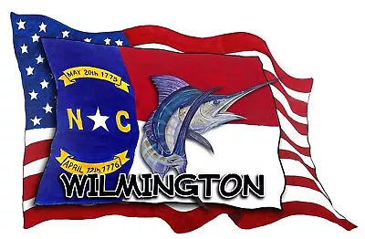 USA NC Flags With Marlin Wilmington Decal Sticker Car Wall Window Cup Cooler • $6.95