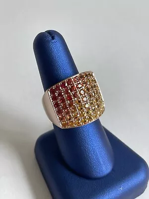 VICTORIA WIECK Signed Gold 925 Sterling Silver Ombre Citrine Cluster Ring Size 9 • $89.99