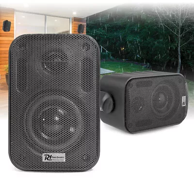 Black 3  Wall Speakers Set Pair Weatherproof Outdoor Garden Background Music • £37