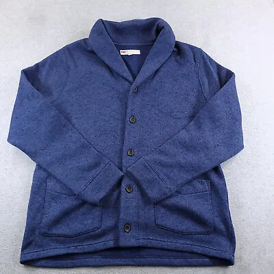 Levis Sweater Mens Extra Large Blue Fleece Cardigan Hand Pockets Preppy Shawl • $33