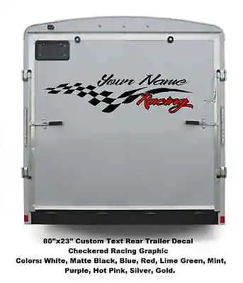 80  X 24  Checkered TRAILER Rear Side Graphics Custom YOUR NAME Racing Enclosed  • $79