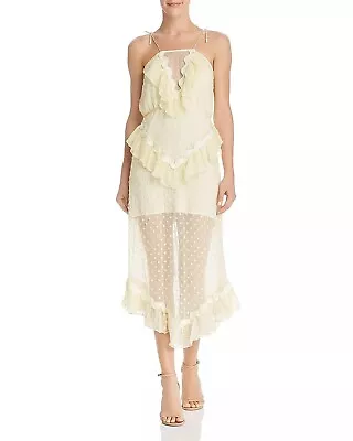 $249.95 • Buy Alice McCall Wonders Pale Yellow Ruffled Silk Blend Midi Dress Size 14
