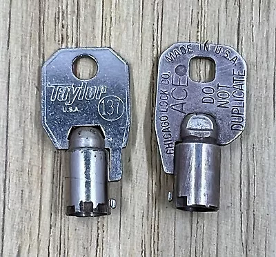 Two Vintage Vending Machine Keys Round Hollow Tubular Barrel Taylor Ace • $10.80